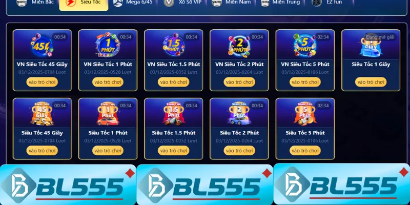 Xổ Số BL555 – Chơi Lô Đề Online Tỷ Lệ Ăn Cao Nhất 2025 Giao diện xổ số BL555 siêu tốc 1 phút kết quả tức thì